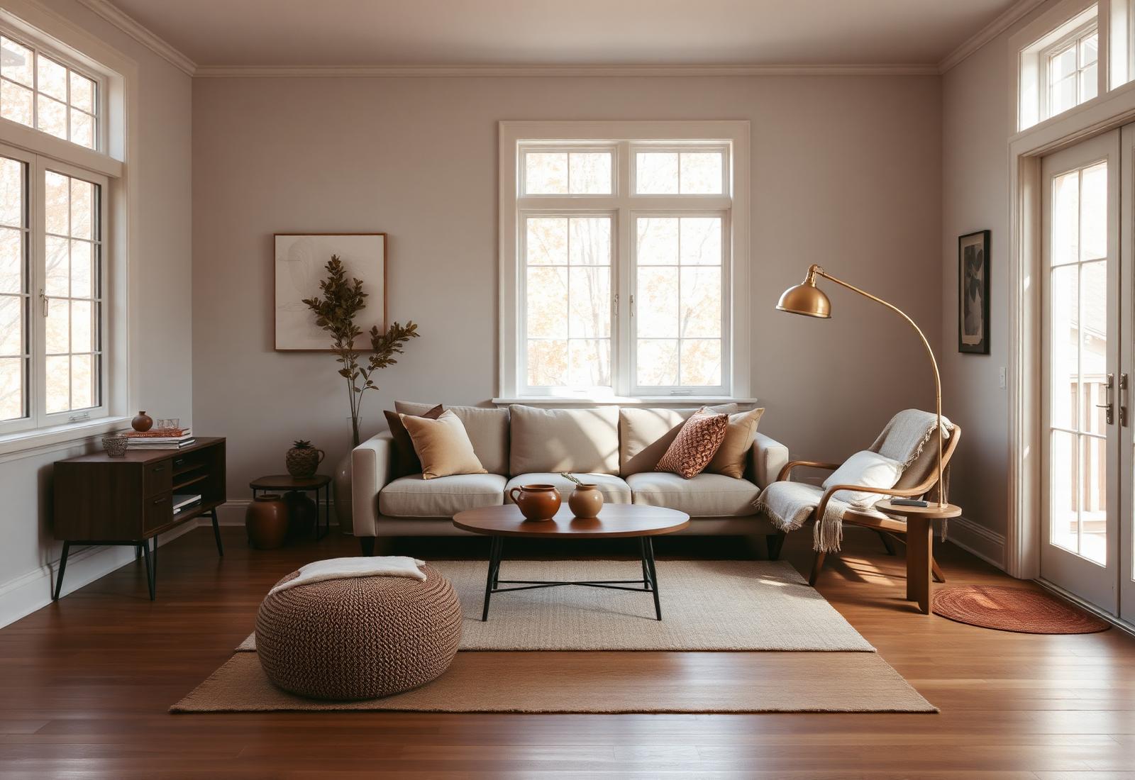 Sunlit Ohio living room styled by Yacyreta Interiors